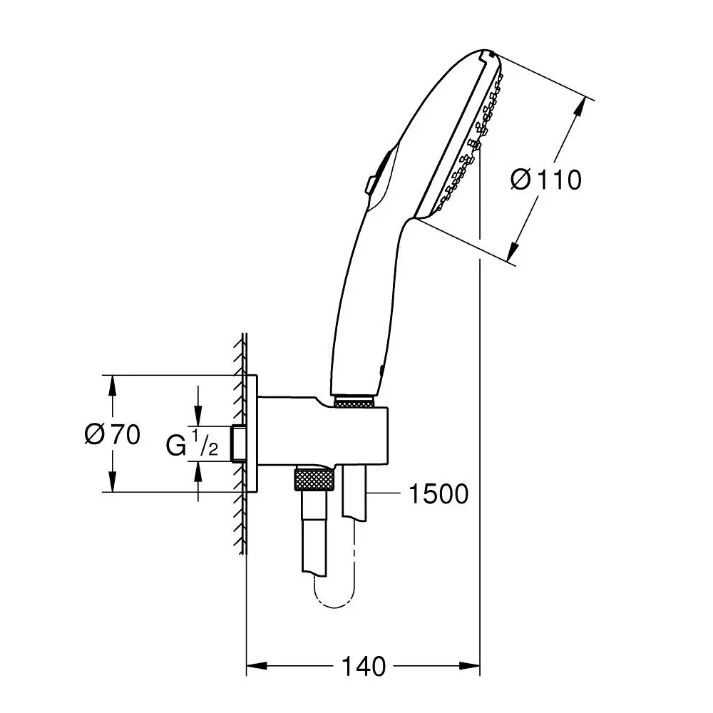 Фото 6 Душевой набор GROHE Tempesta 110 2jet цвет матовый черный Фото 6 Душевой набор GROHE Tempesta 110 2jet цвет матовый черный