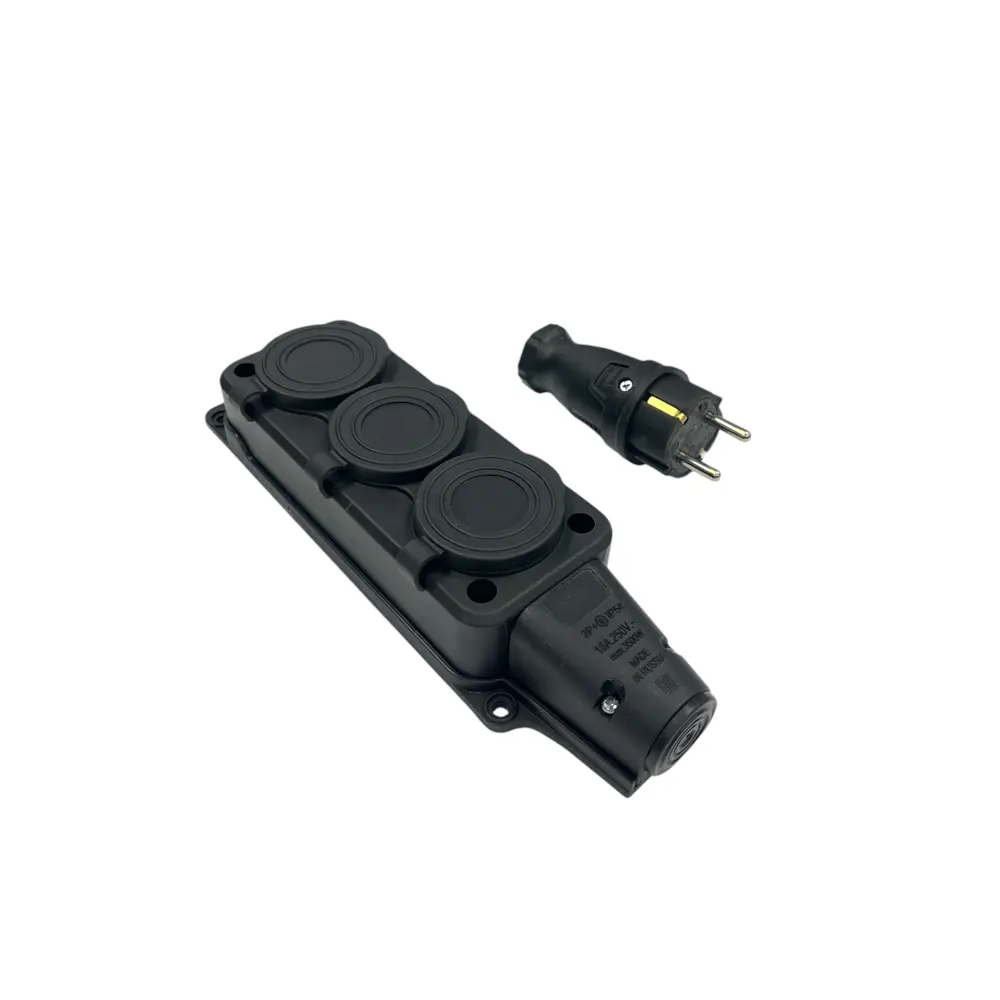 Фото 2 Розетка тройная с вилкой NVO-KI-COMBI-K-3-V-16-54-BLACK с заземлением и крышкой 230 В 16 A цвет черный Фото 2 Розетка тройная с вилкой NVO-KI-COMBI-K-3-V-16-54-BLACK с заземлением и крышкой 230 В 16 A цвет черный