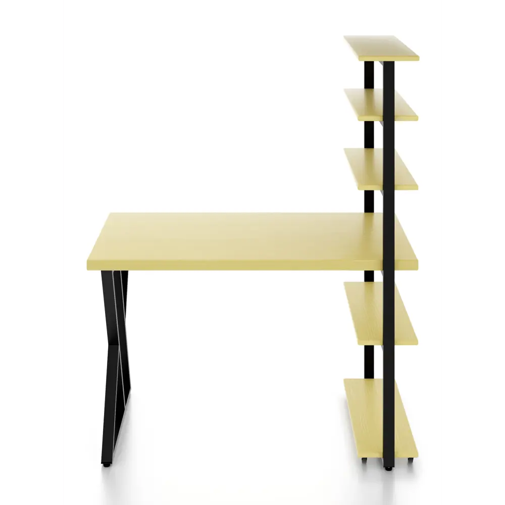 Фото 2 Стол Solarius loft с 5 полками столешница 40 мм 60x145x140 см черные металлические Z-образные ножки сосна цвет ванильный