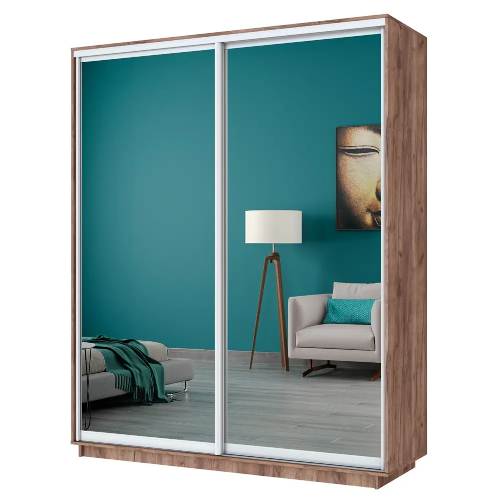 Фото 2 Шкаф-купе Мебельная Компания Е1 2 дверный 220x180x45 см зеркала 9 полок ЛДСП цвет крафтовый дуб