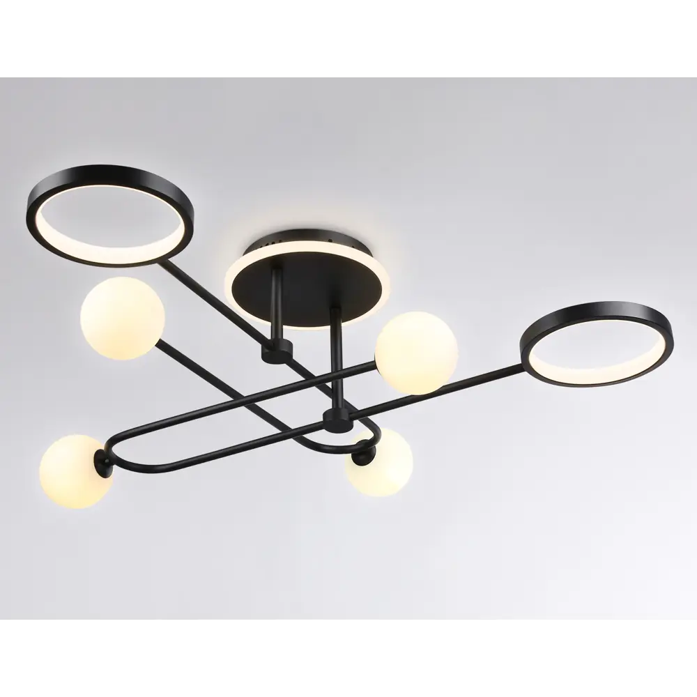 Фото 6 Люстра на штанге светодиодная Ambrella light Fl66232 с пультом управления 24 м² нейтральный белый свет цвет черный