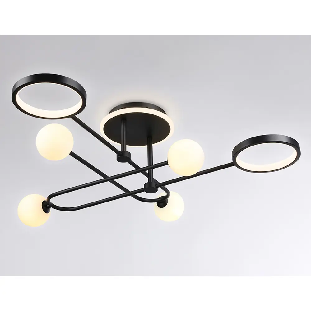 Фото 4 Люстра на штанге светодиодная Ambrella light Fl66232 с пультом управления 24 м² нейтральный белый свет цвет черный