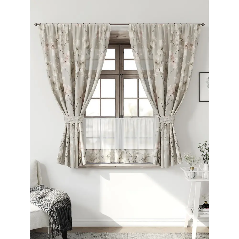 Фото Комплект штор Comfy way CW705197-160 на шторной ленте 160x150 см цвет бежевый Фото Комплект штор Comfy way CW705197-160 на шторной ленте 160x150 см цвет бежевый