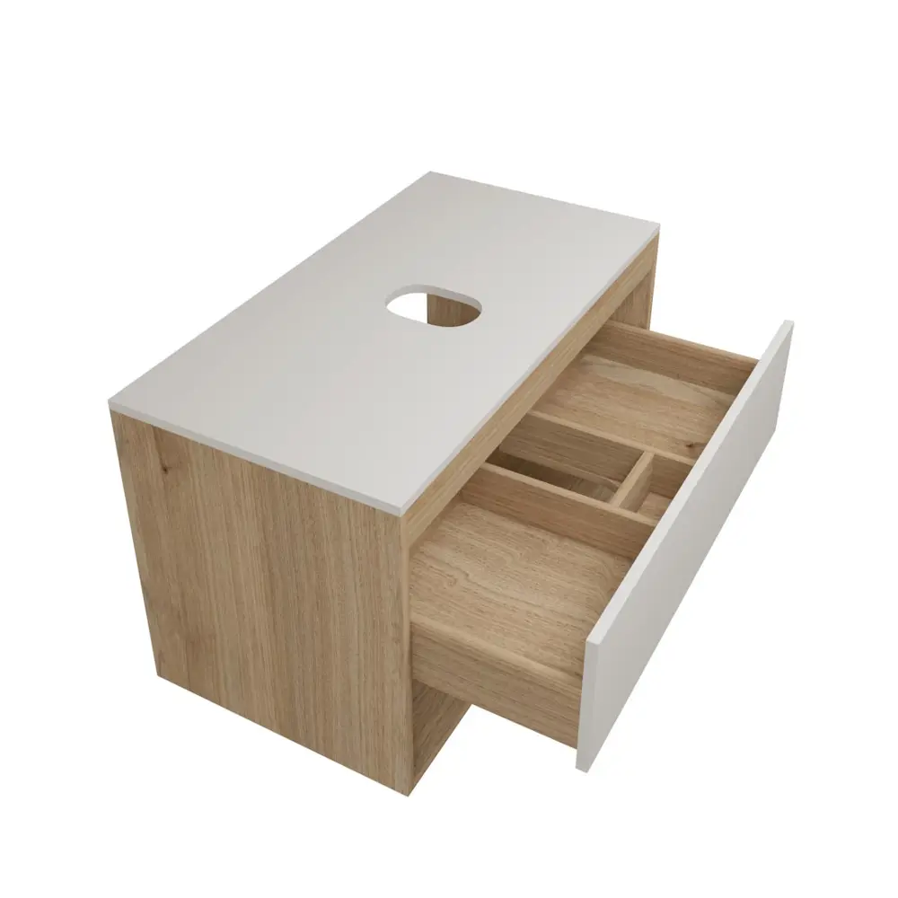 Фото 8 Тумба подвесная для ванной Teymi Ritta 85 см корпус дуб фасад белый с раковиной Lina S D40 F11670 Фото 8 Тумба подвесная для ванной Teymi Ritta 85 см корпус дуб фасад белый с раковиной Lina S D40 F11670