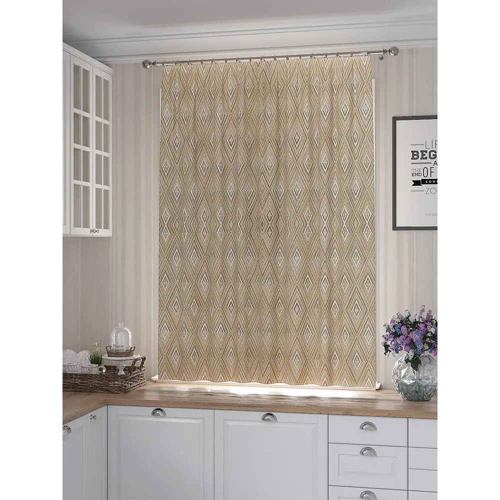 Фото 3 Штора Helga Элоу TD-530200 на шторной ленте, 180x150 см, цвет бежевый Фото 3 Штора Helga Элоу TD-530200 на шторной ленте, 180x150 см, цвет бежевый