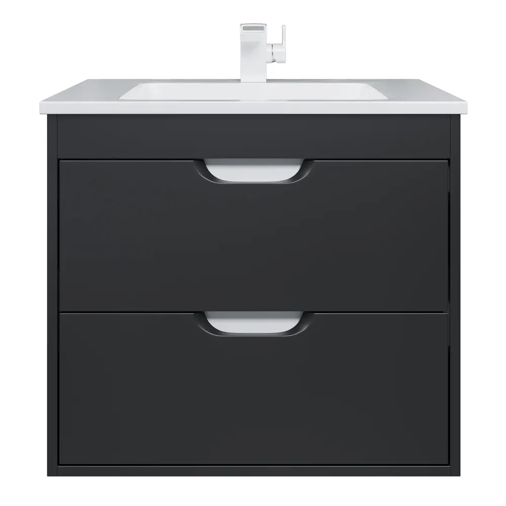 Фото Тумба с раковиной для ванной подвесная Uperwood Modul 62x45x57 см черная матовая Фото Тумба с раковиной для ванной подвесная Uperwood Modul 62x45x57 см черная матовая