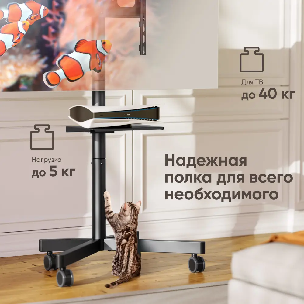 Фото 4 Напольная стойка для ТВ Onkron с кронштейном 23"-60" до 45 кг цвет черный Фото 4 Напольная стойка для ТВ Onkron с кронштейном 23"-60" до 45 кг цвет черный