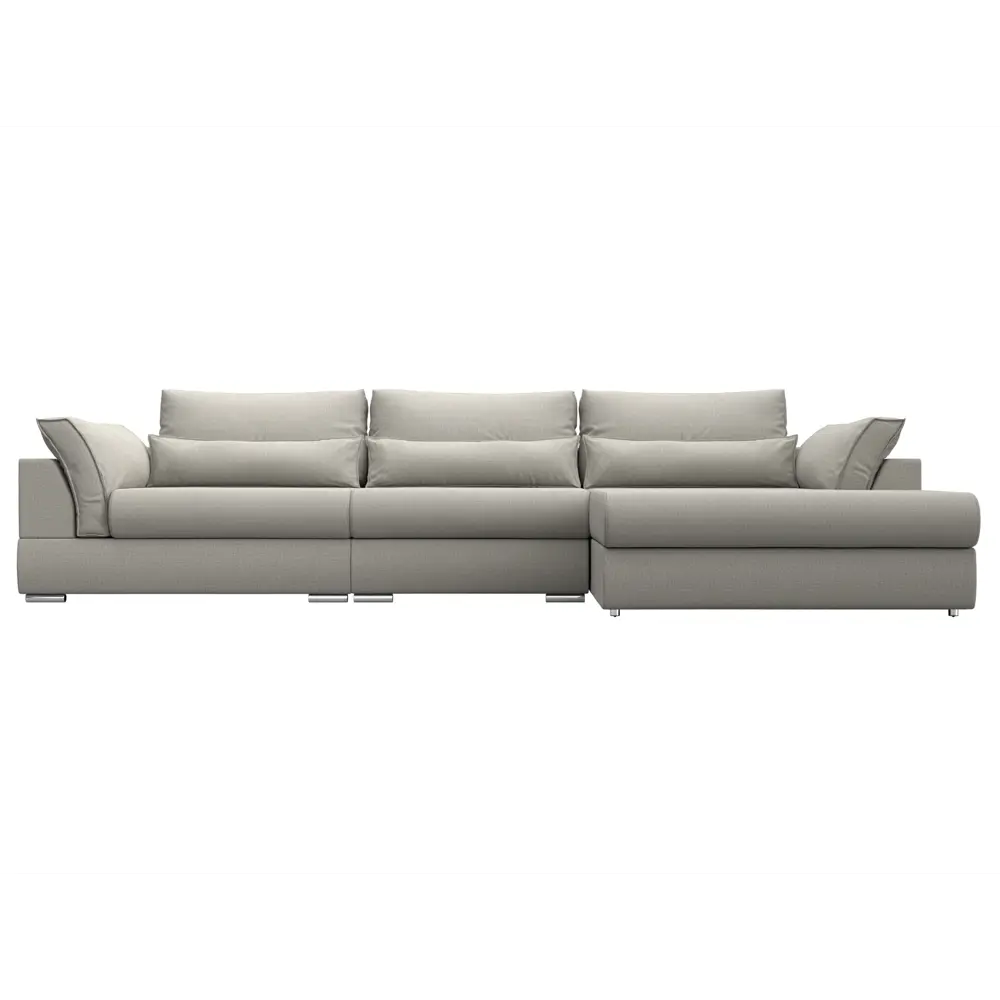 Фото 5 Диван угловой Пекин Long угол правый Лига диванов 122939 372x90x189 см рогожка цвет амур 02 бежевый