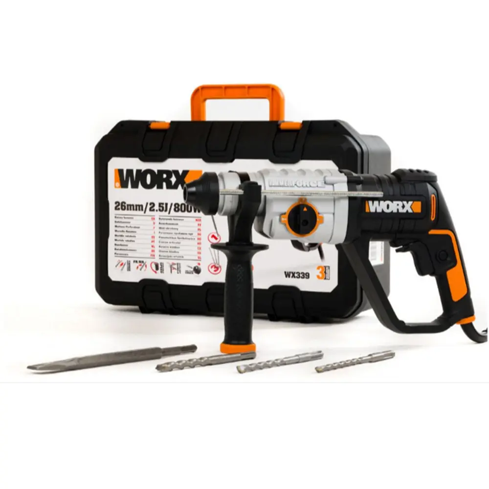 Фото 2 Перфоратор сетевой SDS Plus Worx WX339 НСК, 800 Вт, 2.5 Дж
