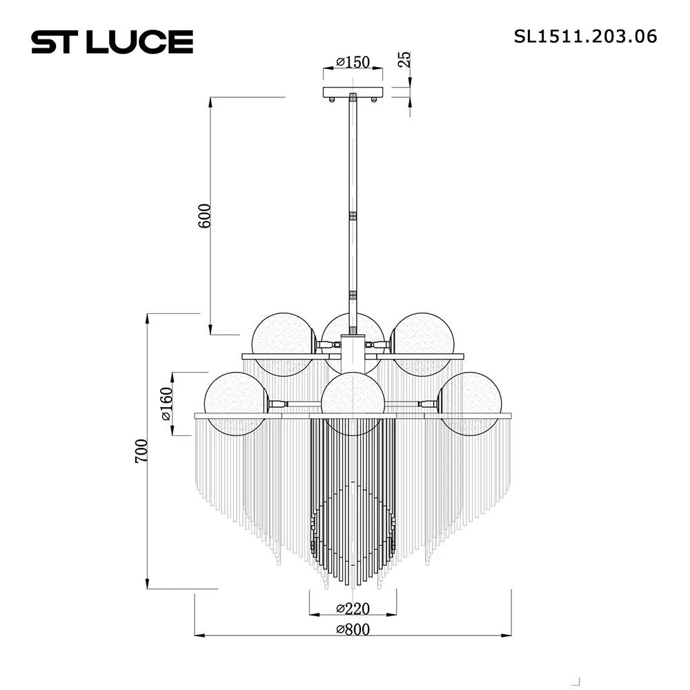 Фото 5 Люстра подвесная St luce Allegro Sl1511.203.06 6 ламп 18 м² цвет золотистый Фото 5 Люстра подвесная St luce Allegro Sl1511.203.06 6 ламп 18 м² цвет золотистый