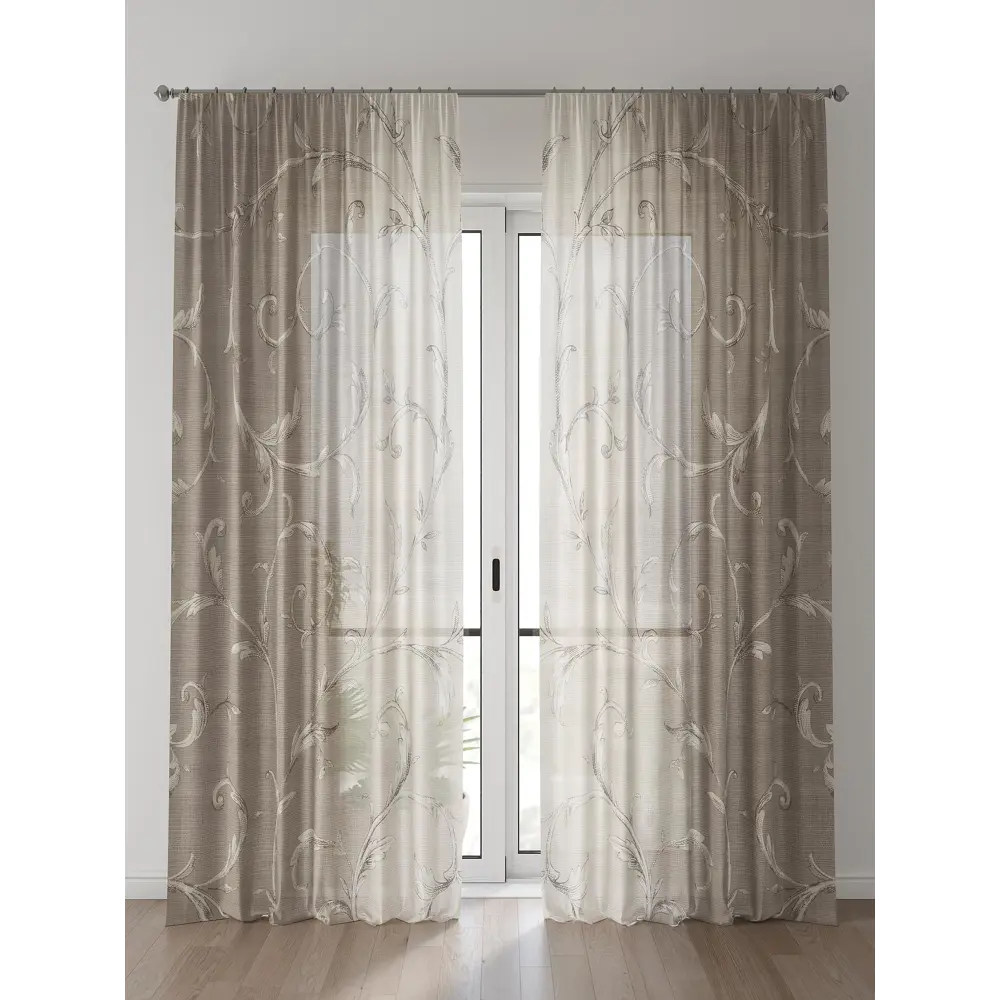 Фото Тюль Comfy Way Алоуна - 132 CW580132-240 150x240 см на шторной ленте цвет бежевый 2 шт