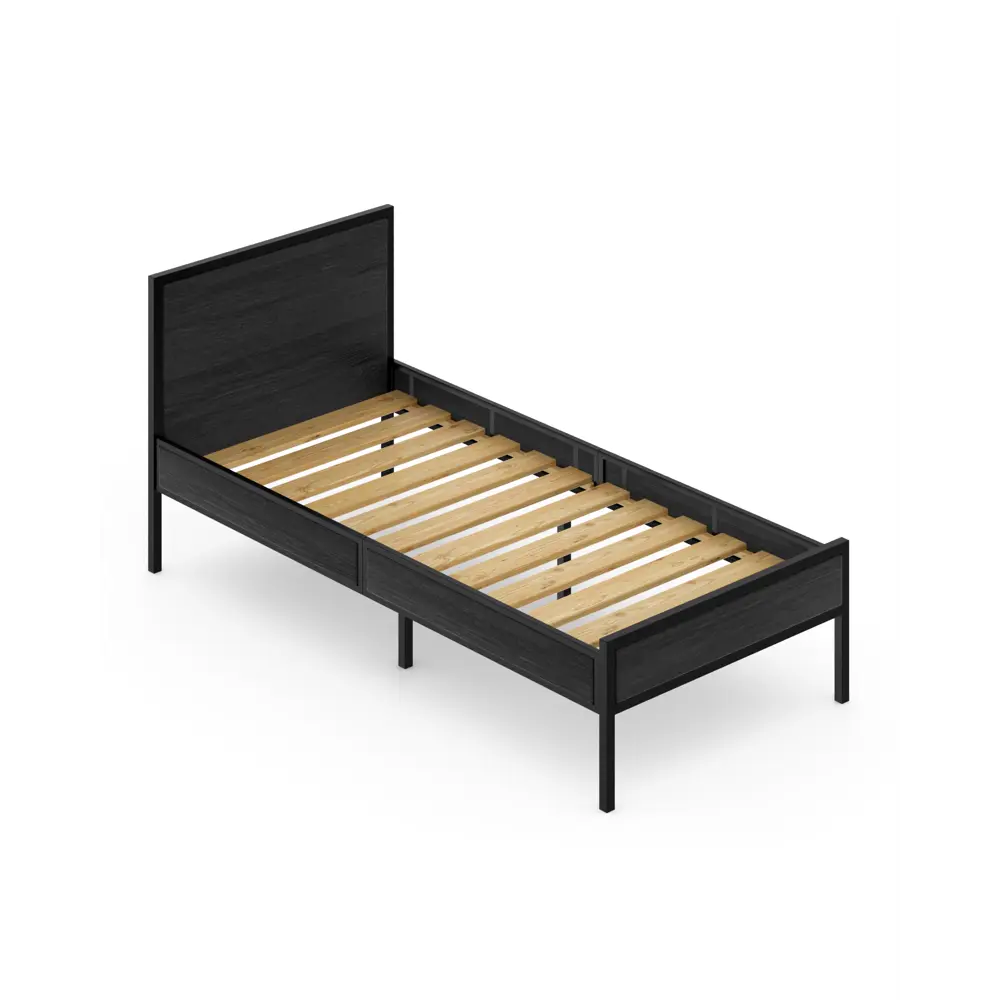 Фото Кровать Solarius kr100loft-onix-black 105 x 90 x 206 см сосна цвет черный оникс;черный