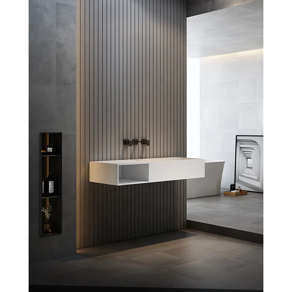 Фото 3 Раковина подвесная Abber Stein AS2640-1.2 L 120x46 см цвет белый матовый