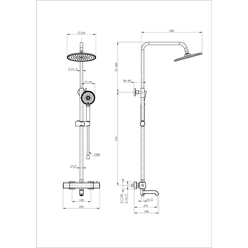 Фото 2 Душевая система Wonzon & woghand WW-A3007-T1-BGG 1 режимная цвет темный графит