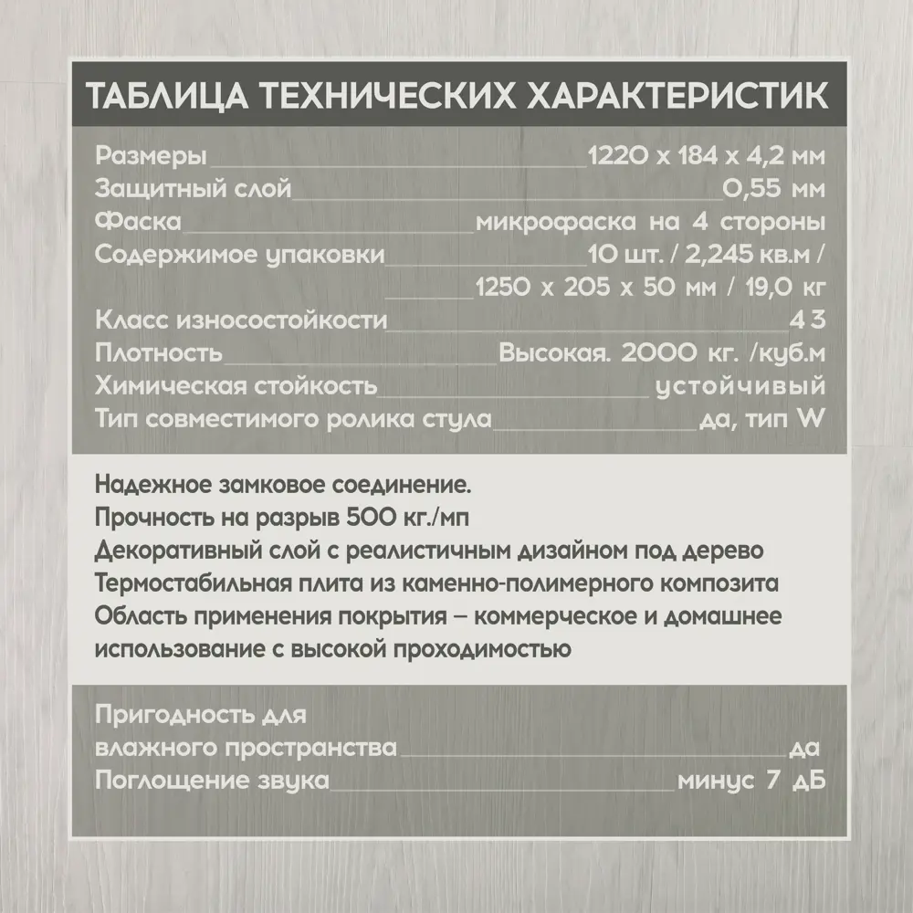 Фото 6 SPC плитка I-Floors High Дуб Джованни 43 класс толщина 4.20 мм 2.25 м², цена за упаковку Фото 6 SPC плитка I-Floors High Дуб Джованни 43 класс толщина 4.20 мм 2.25 м², цена за упаковку