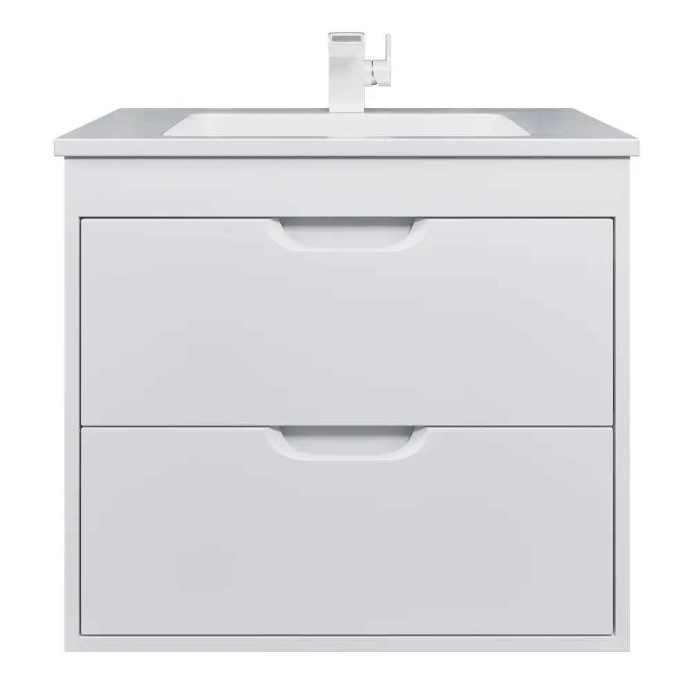 Фото Тумба с раковиной для ванной подвесная Uperwood Modul 62x45x57 см белая матовая Фото Тумба с раковиной для ванной подвесная Uperwood Modul 62x45x57 см белая матовая