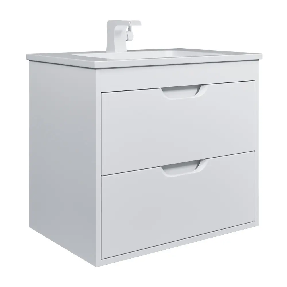 Фото 2 Тумба с раковиной для ванной подвесная Uperwood Modul 62x45x57 см белая матовая Фото 2 Тумба с раковиной для ванной подвесная Uperwood Modul 62x45x57 см белая матовая