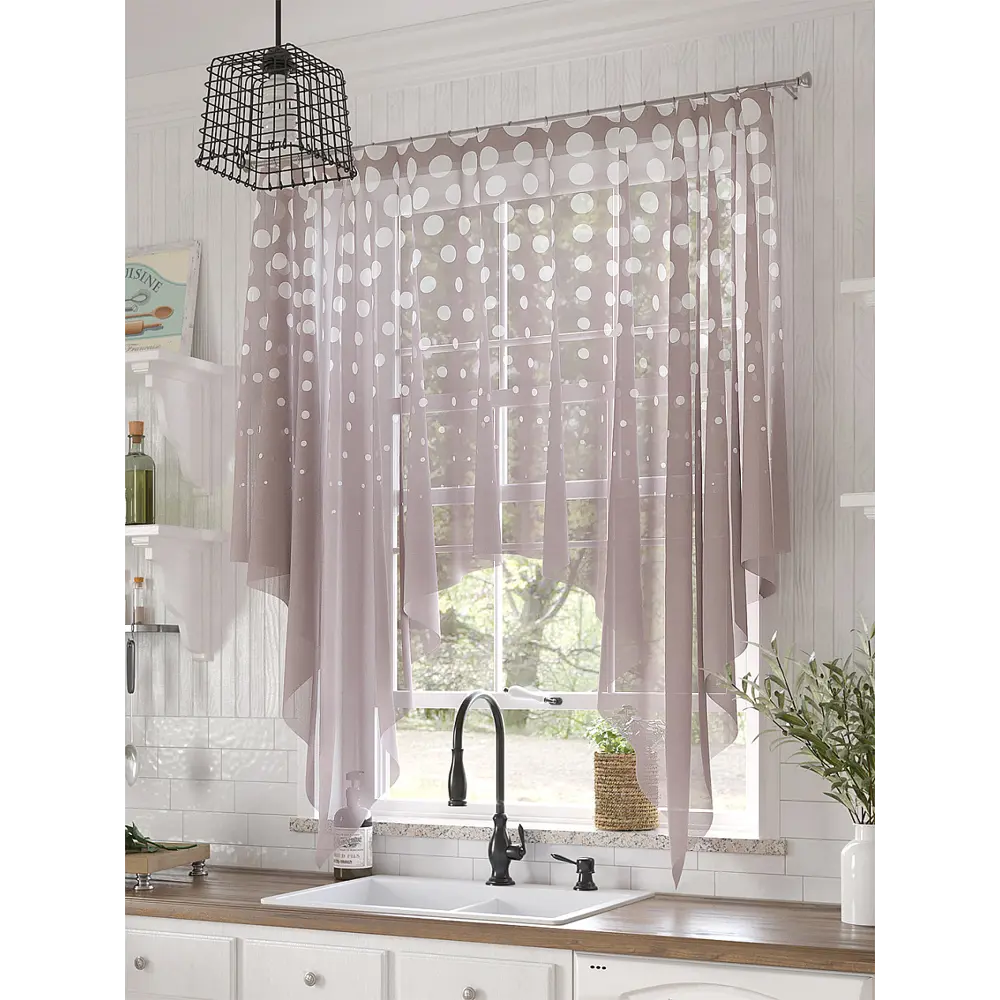 Фото Тюль Helga Базовая коллекция HH534224 на шторной ленте 145x200 см цвет белый, бежевый, коричневый