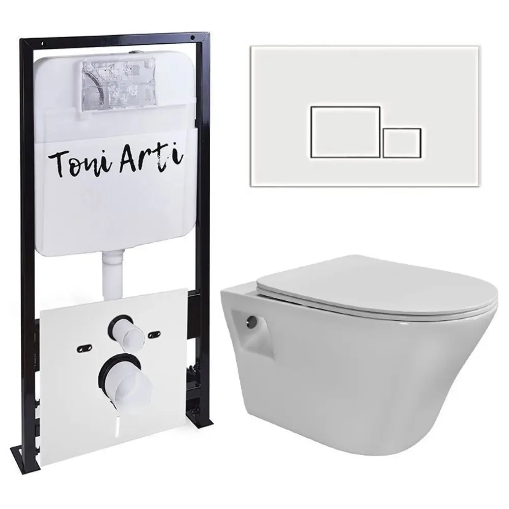 Фото Комплект инсталляция с подвесным унитазом TONI ARTI TA-01 Lamoli с клавишей Tocco TA-0062 с сиденьем с микролифтом Фото Комплект инсталляция с подвесным унитазом TONI ARTI TA-01 Lamoli с клавишей Tocco TA-0062 с сиденьем с микролифтом