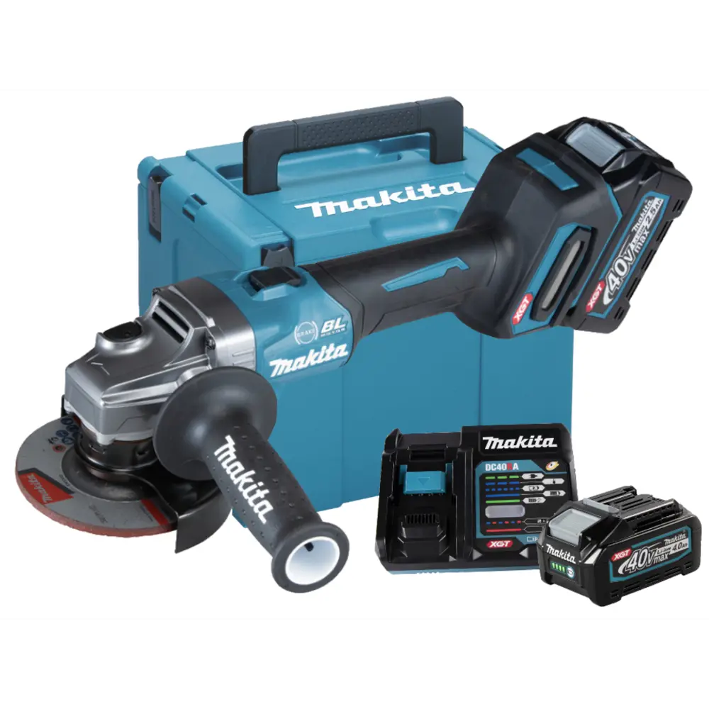 Фото УШМ аккумуляторная бесщеточная Makita GA004GM201, 40 В Li-Ion 2x4 Ач, 115 мм Фото УШМ аккумуляторная бесщеточная Makita GA004GM201, 40 В Li-Ion 2x4 Ач, 115 мм