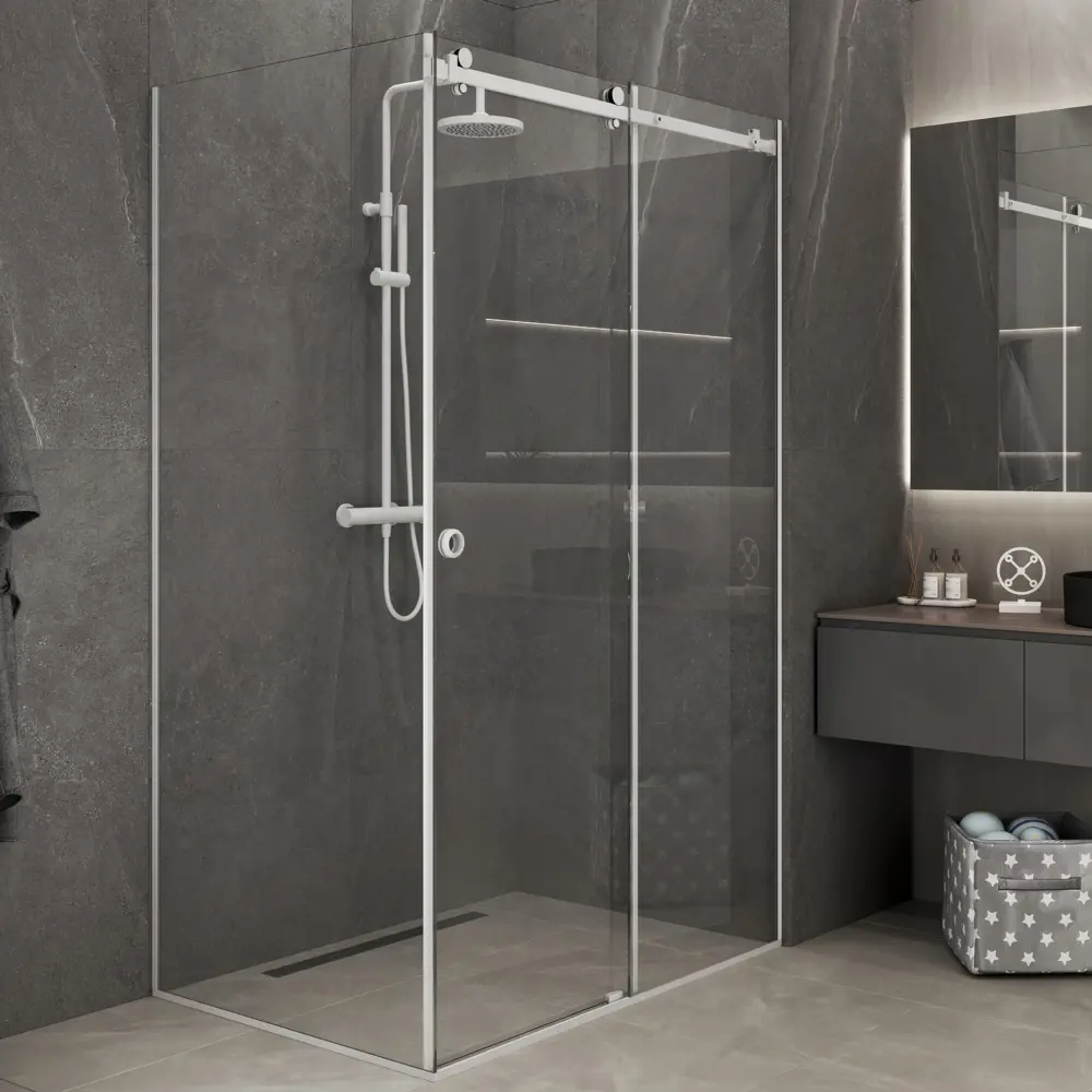 Фото Комплект фурнитуры Service Plus СП-ПБ3 для раздвижной душевой кабины из стекла, белый Фото Комплект фурнитуры Service Plus СП-ПБ3 для раздвижной душевой кабины из стекла, белый