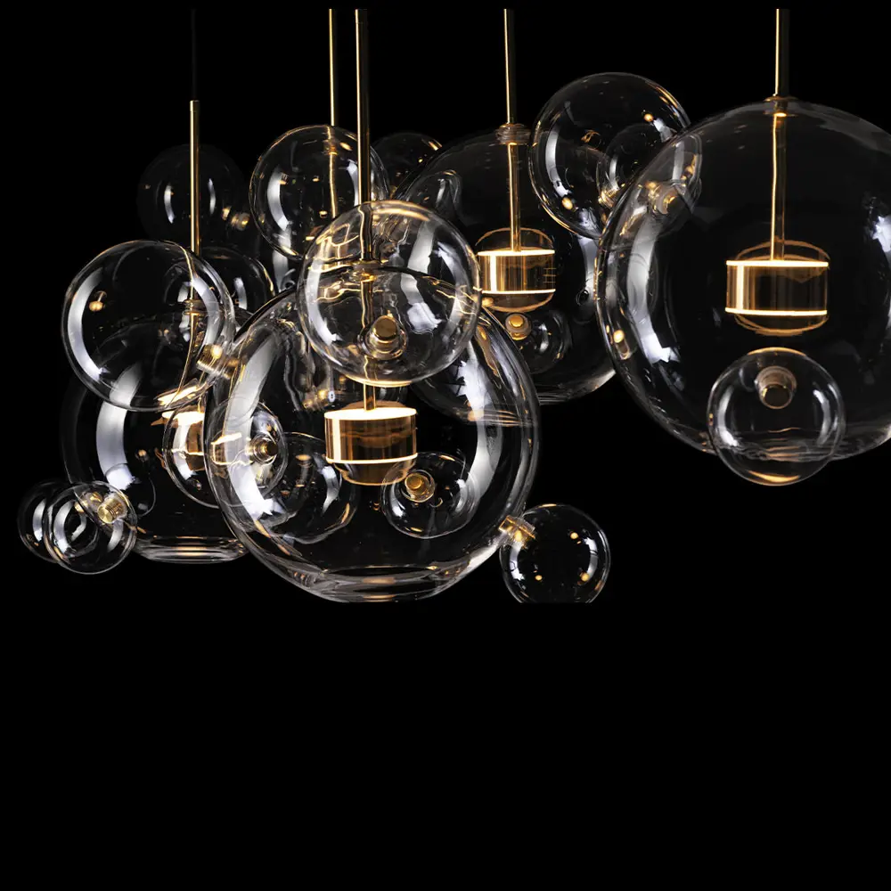 Фото 2 Светильник подвесной светодиодный Loft It Bolle 2027-s5 8.98 м² теплый белый (желтый) свет цвет белый/золото/прозрачный Фото 2 Светильник подвесной светодиодный Loft It Bolle 2027-s5 8.98 м² теплый белый (желтый) свет цвет белый/золото/прозрачный