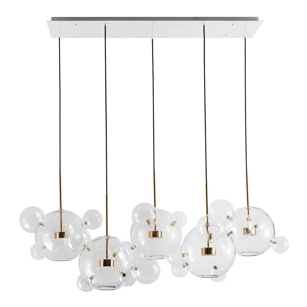 Фото Светильник подвесной светодиодный Loft It Bolle 2027-s5 8.98 м² теплый белый (желтый) свет цвет белый/золото/прозрачный Фото Светильник подвесной светодиодный Loft It Bolle 2027-s5 8.98 м² теплый белый (желтый) свет цвет белый/золото/прозрачный