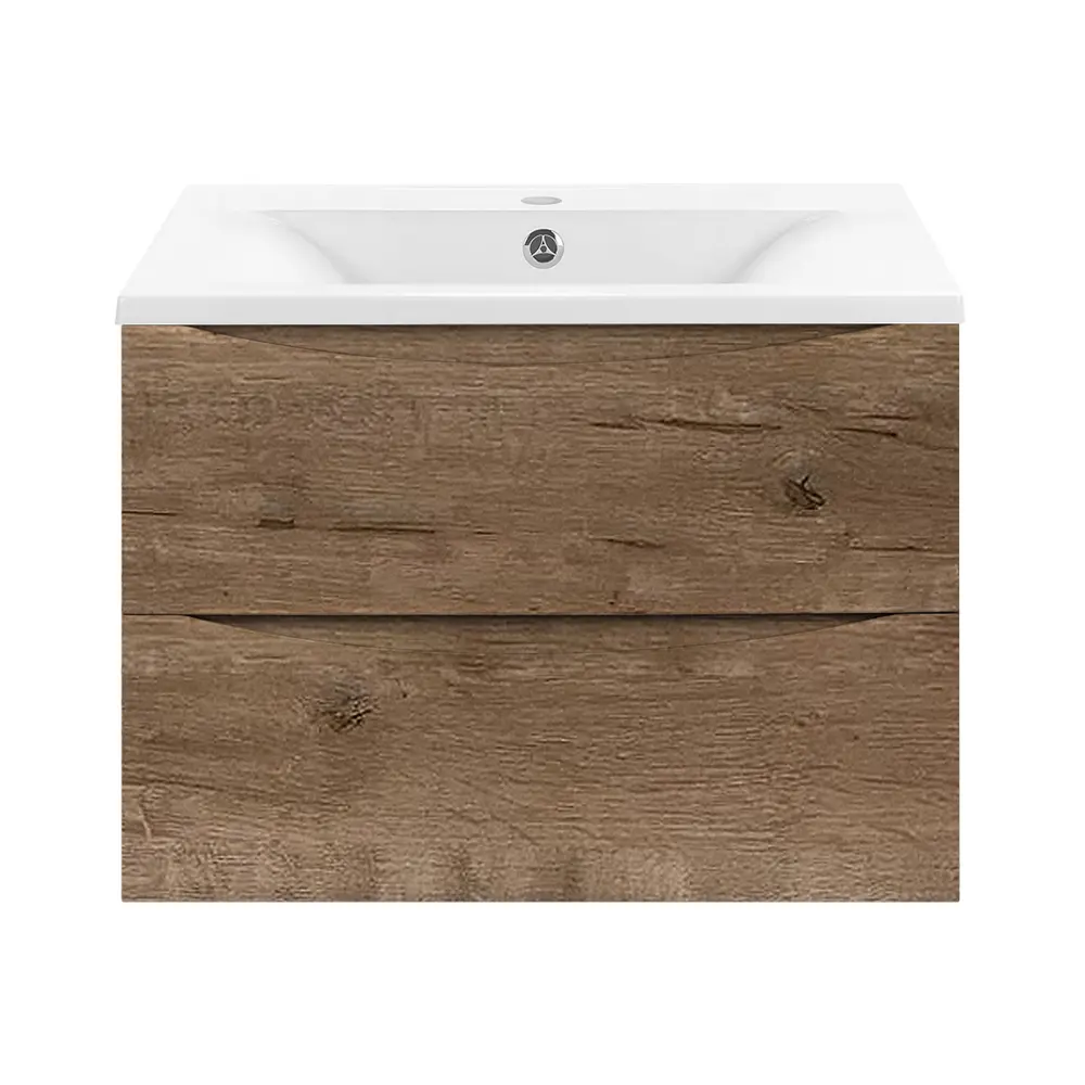 Фото Тумба с раковиной из искусственного камня Vincea Mia 60 подвесная V.Oak White цвет тумбы коричневый Фото Тумба с раковиной из искусственного камня Vincea Mia 60 подвесная V.Oak White цвет тумбы коричневый