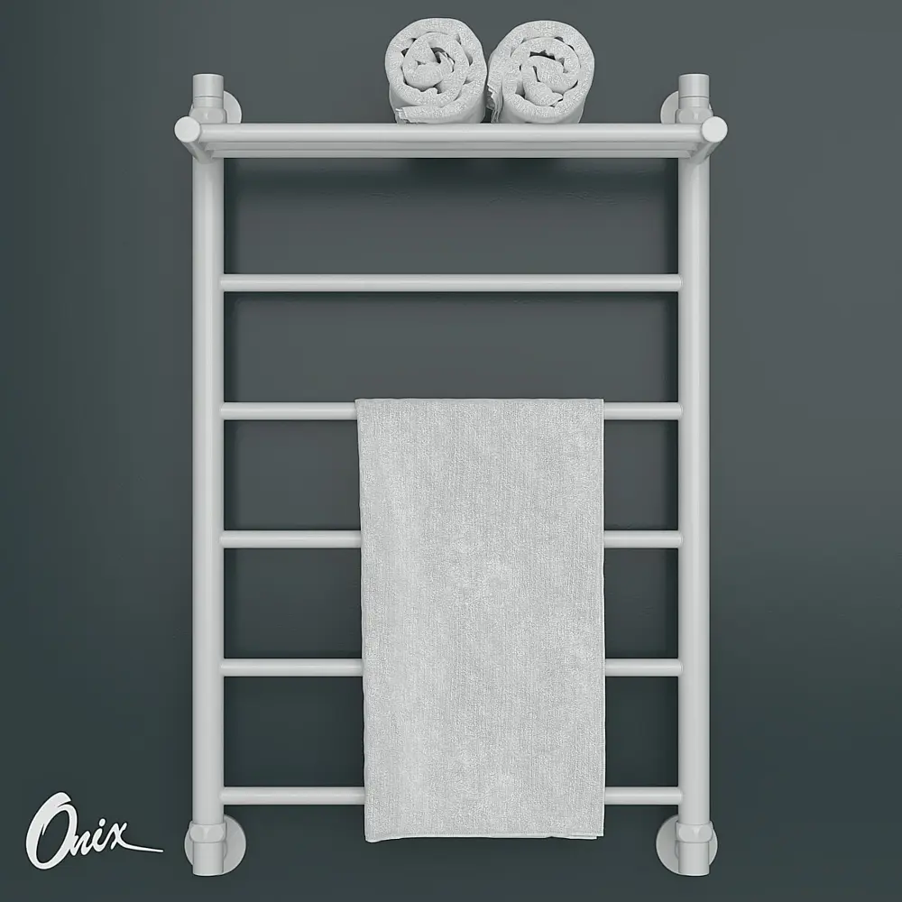 Фото 2 Полотенцесушитель водяной лестница Onix Classic plus white 80x50 см нижняя подводка нержавеющая сталь цвет белый Фото 2 Полотенцесушитель водяной лестница Onix Classic plus white 80x50 см нижняя подводка нержавеющая сталь цвет белый