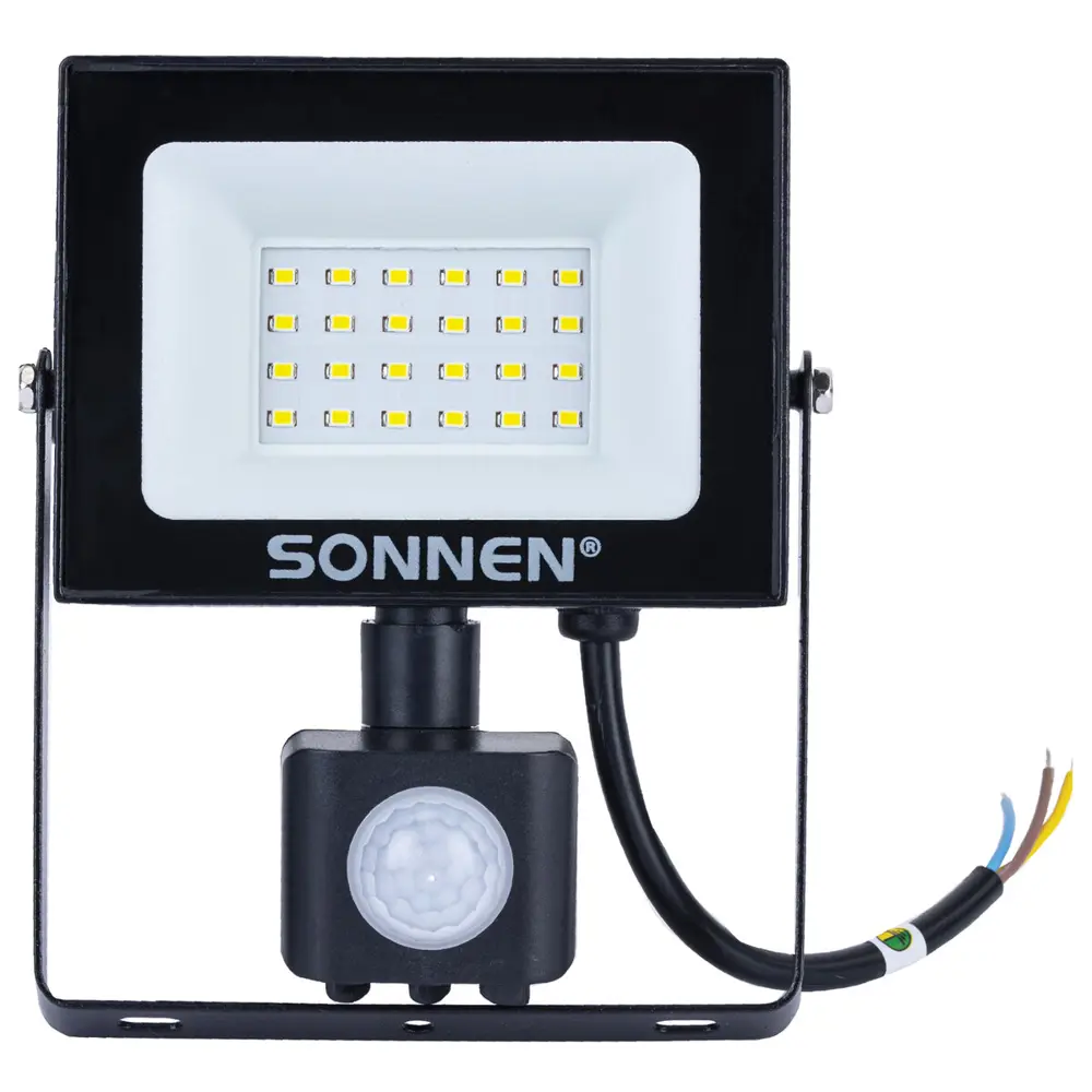 Фото Прожектор светодиодный уличный Sonnen 238416 20 Вт 6500 К IP65 с датчиком движения холодный белый (голубой) свет Фото Прожектор светодиодный уличный Sonnen 238416 20 Вт 6500 К IP65 с датчиком движения холодный белый (голубой) свет
