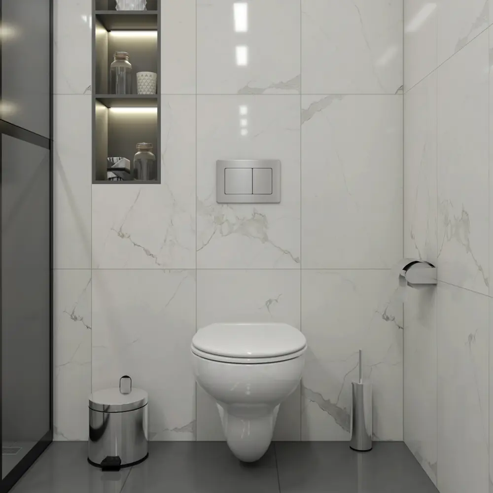 Фото 3 Комплект Teymi F13468 5 в 1 инсталляция с унитазом унитаз подвесной безободковый Hanna Pro кнопка нержавеющая сталь