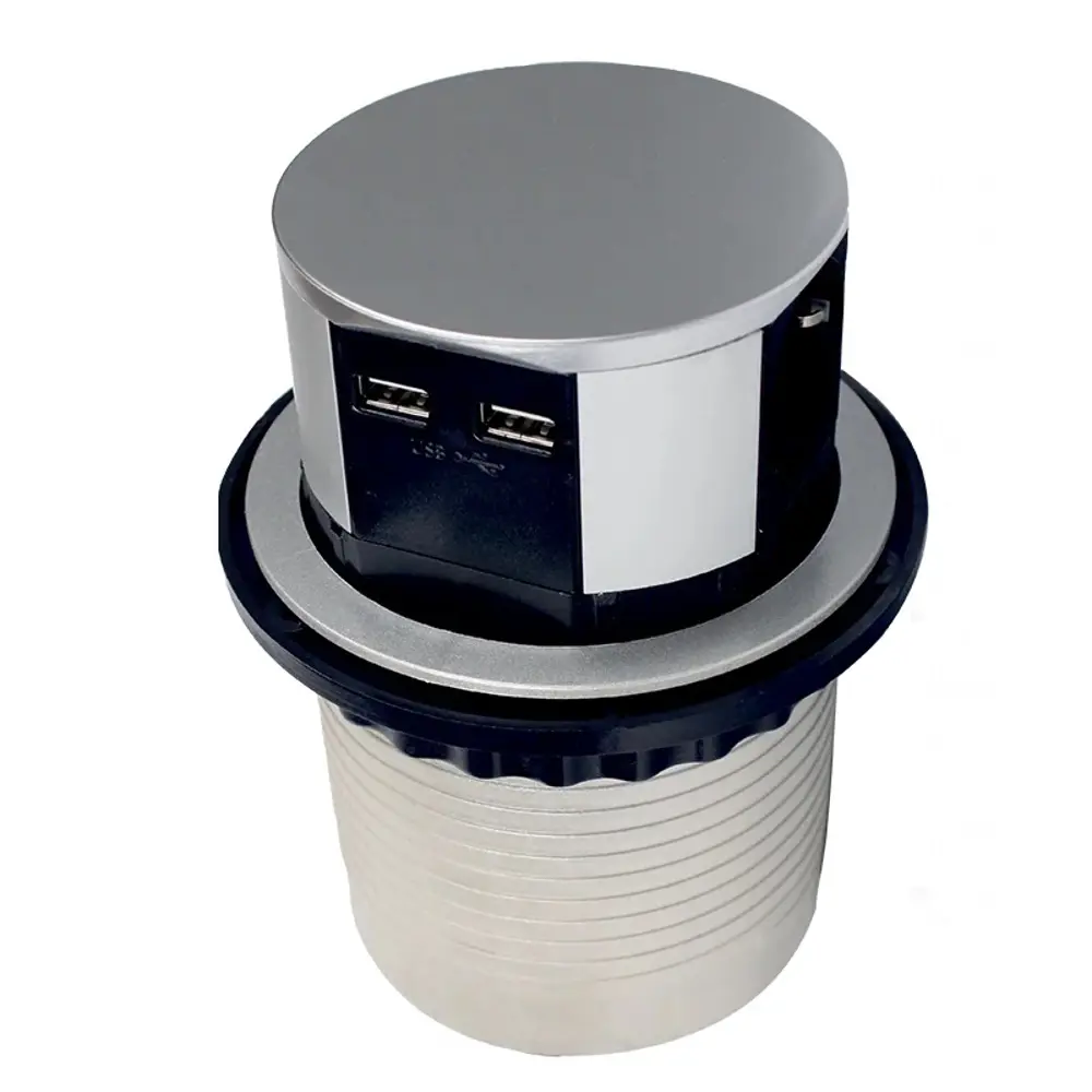 Фото Розетка выдвижная тройная встраиваемая Gtv AE-BPW3S100U-53 2 USB цвет серебристый Фото Розетка выдвижная тройная встраиваемая Gtv AE-BPW3S100U-53 2 USB цвет серебристый