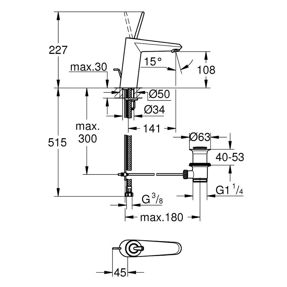 Фото 2 Смеситель для раковины Grohe Eurodisc Joy 23427000 Фото 2 Смеситель для раковины Grohe Eurodisc Joy 23427000