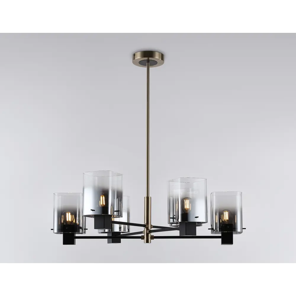 Фото 2 Люстра на штанге Ambrella light High light Lh57041 6 ламп 23 м² цвет черный, латунь, дымчатый Фото 2 Люстра на штанге Ambrella light High light Lh57041 6 ламп 23 м² цвет черный, латунь, дымчатый