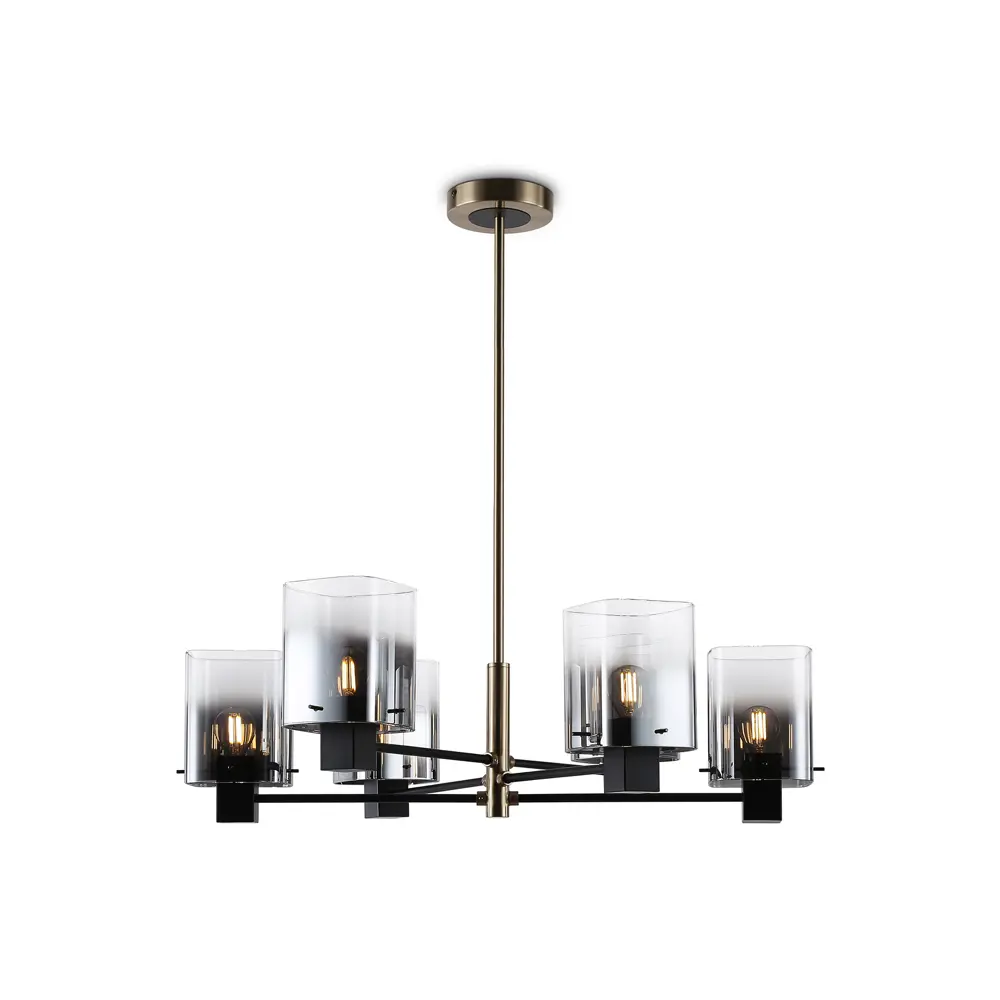 Фото Люстра на штанге Ambrella light High light Lh57041 6 ламп 23 м² цвет черный, латунь, дымчатый Фото Люстра на штанге Ambrella light High light Lh57041 6 ламп 23 м² цвет черный, латунь, дымчатый