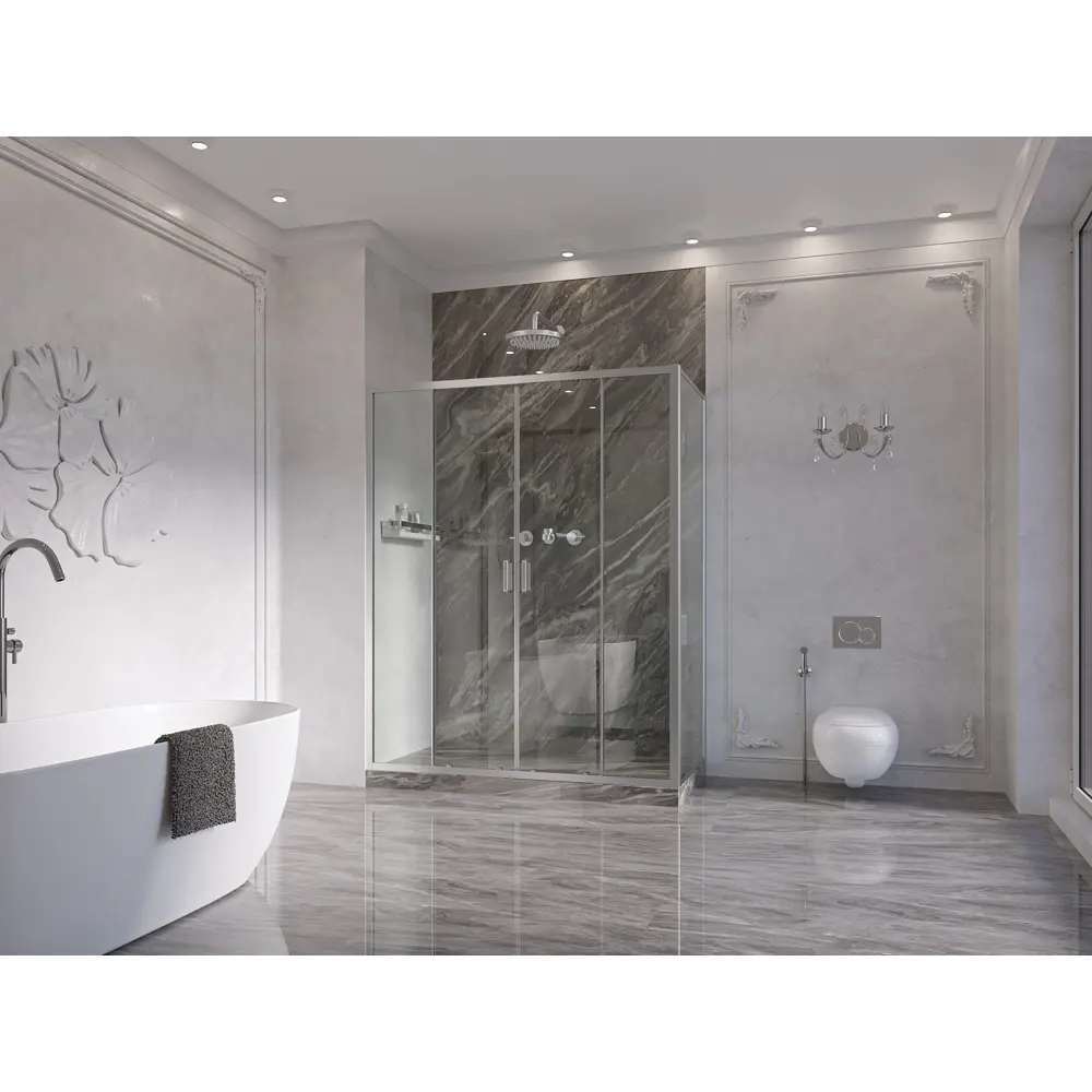 Фото 2 Душевая перегородка Ambassador 17021113AX-80AX 80x200см хромированный профиль Фото 2 Душевая перегородка Ambassador 17021113AX-80AX 80x200см хромированный профиль