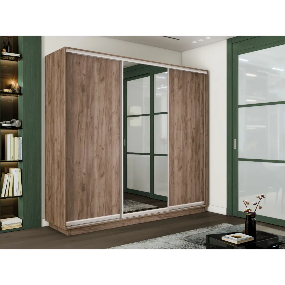 Фото Шкаф-купе Мебельная компания е1 1EMT1_240240_KT 240x240x60 см 9 полок ЛДСП цвет крафт табачный