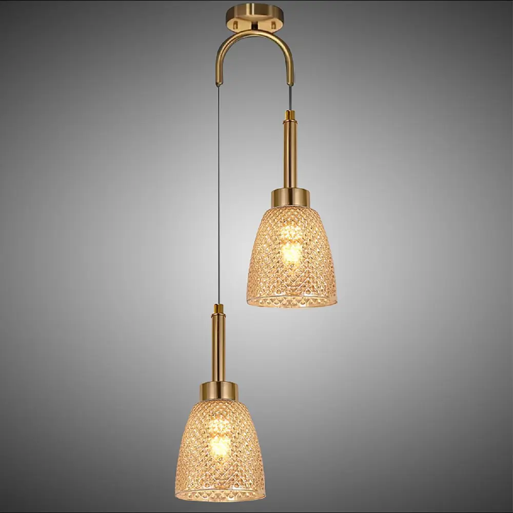 Фото 4 Светильник подвесной Reluce 09011-0.9-02 amber 2 лампы 12 м² цвет золото/коричневый