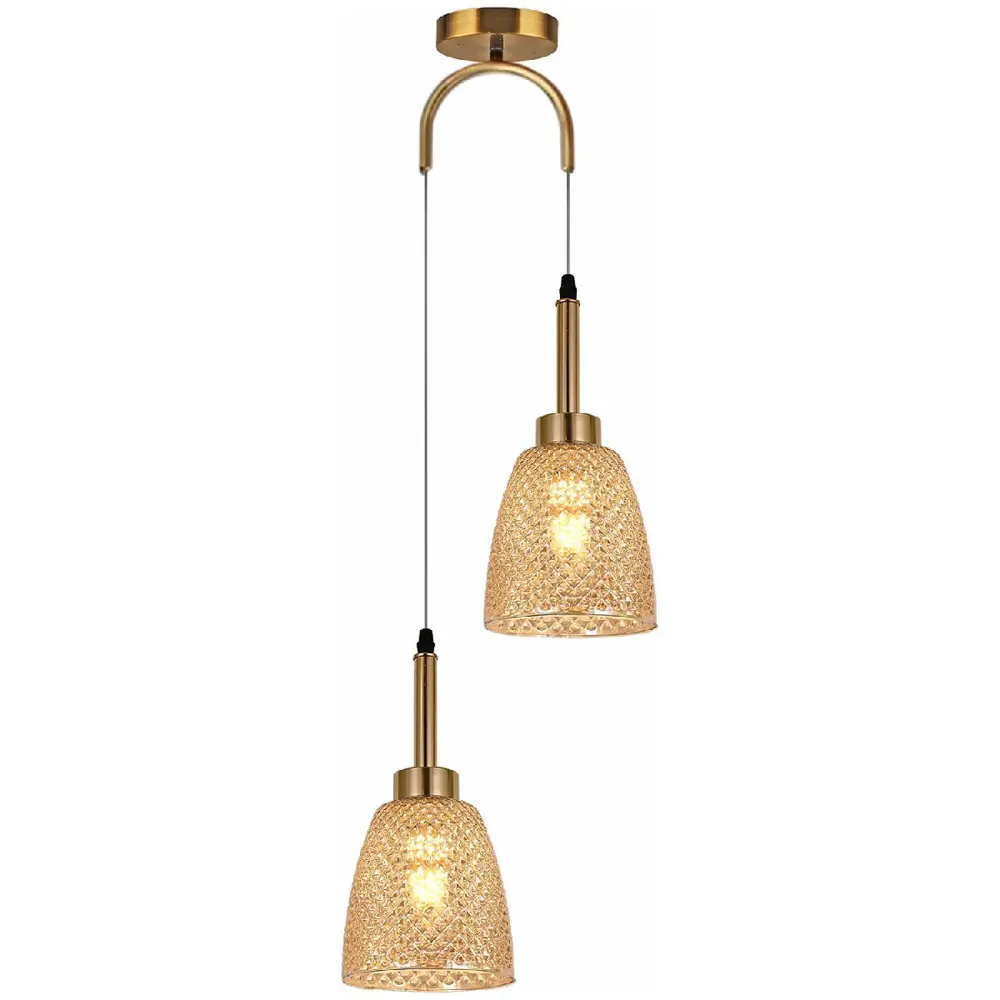 Фото Светильник подвесной Reluce 09011-0.9-02 amber 2 лампы 12 м² цвет золото/коричневый