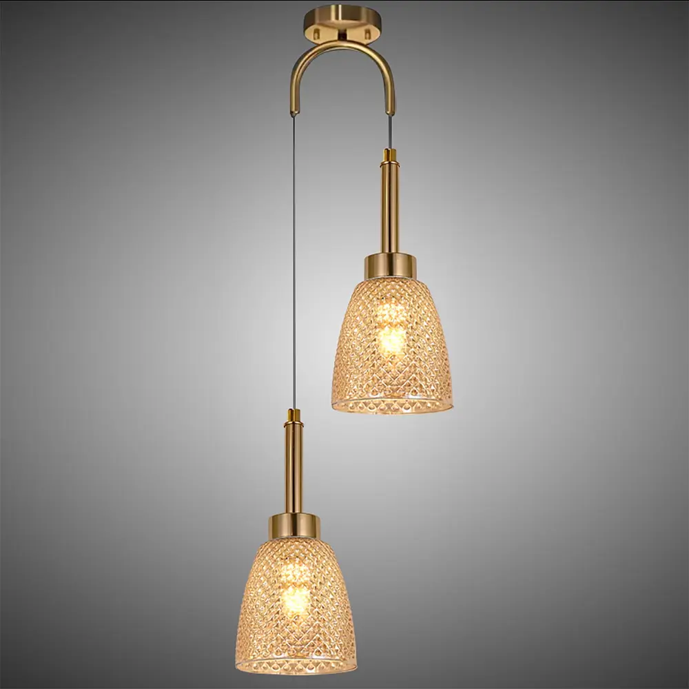 Фото 5 Светильник подвесной Reluce 09011-0.9-02 amber 2 лампы 12 м² цвет золото/коричневый