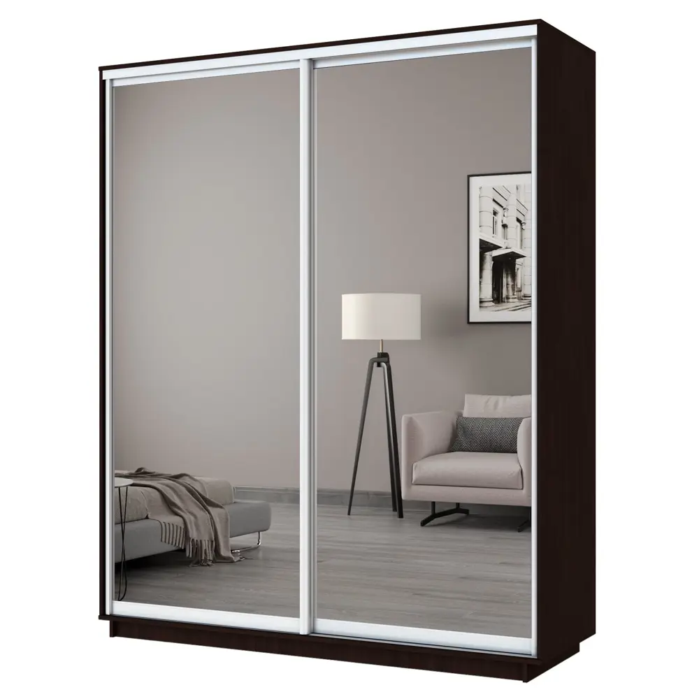 Фото 2 Шкаф-купе Мебельная Компания Е1 2 дверный 220x180x60 см зеркала 9 полок ЛДСП цвет венге Фото 2 Шкаф-купе Мебельная Компания Е1 2 дверный 220x180x60 см зеркала 9 полок ЛДСП цвет венге