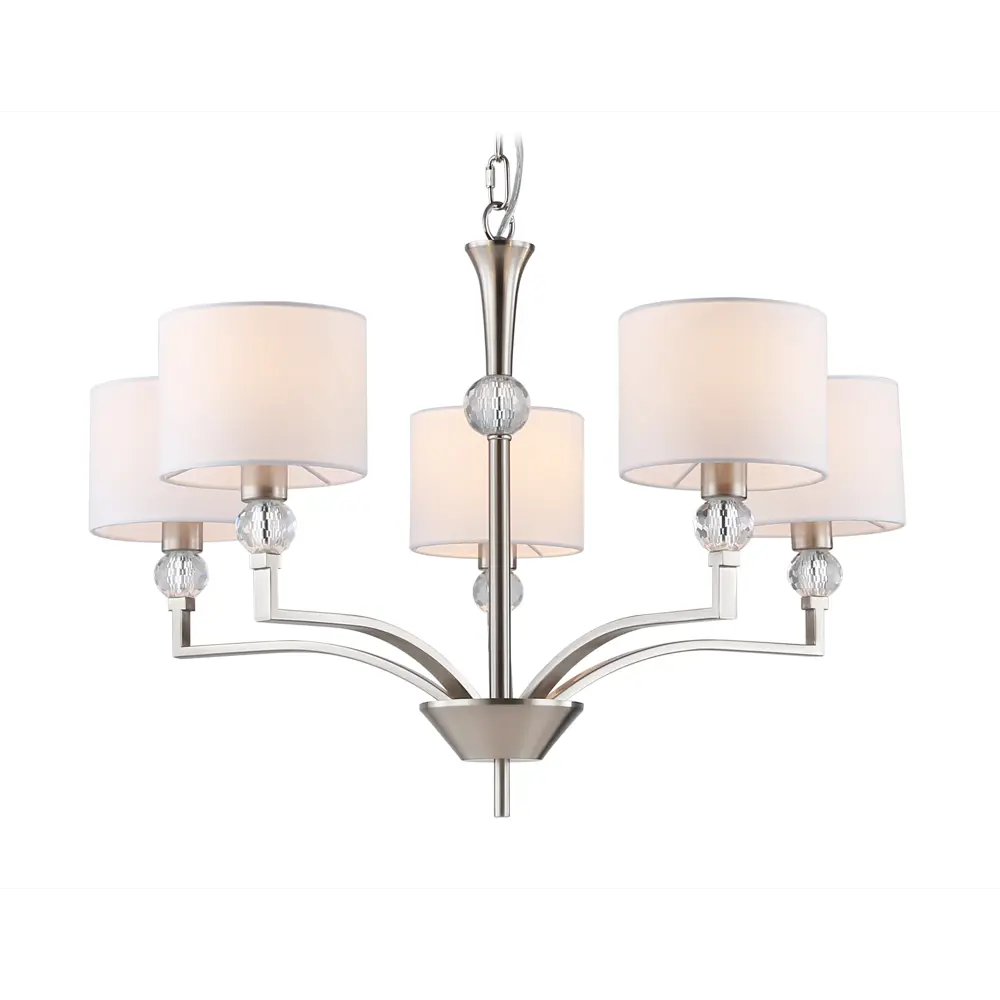 Фото Люстра подвесная Ambrella Light High Ambr_lh71121 5 ламп 20 м² цвет белый/никель Фото Люстра подвесная Ambrella Light High Ambr_lh71121 5 ламп 20 м² цвет белый/никель