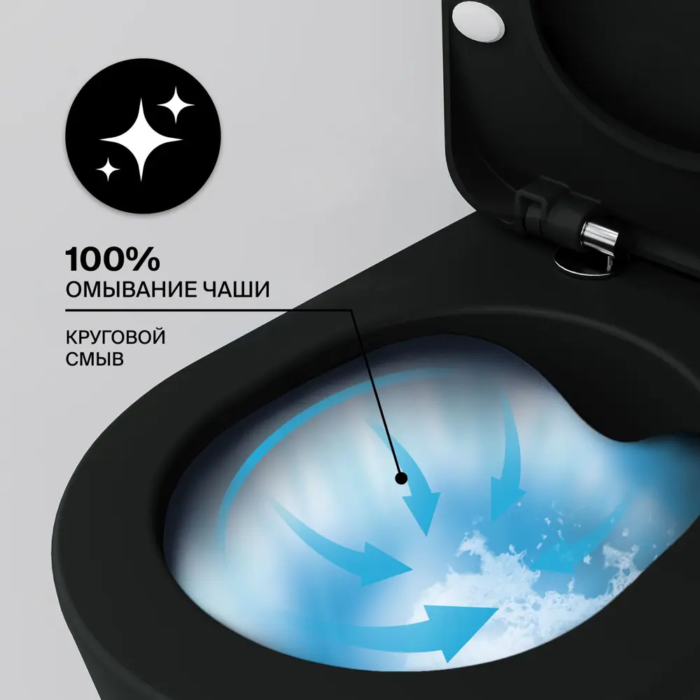 Фото 8 Унитаз подвесной Creavit Free FE322-11SM00E-0000 безободковый цвет черный Фото 8 Унитаз подвесной Creavit Free FE322-11SM00E-0000 безободковый цвет черный