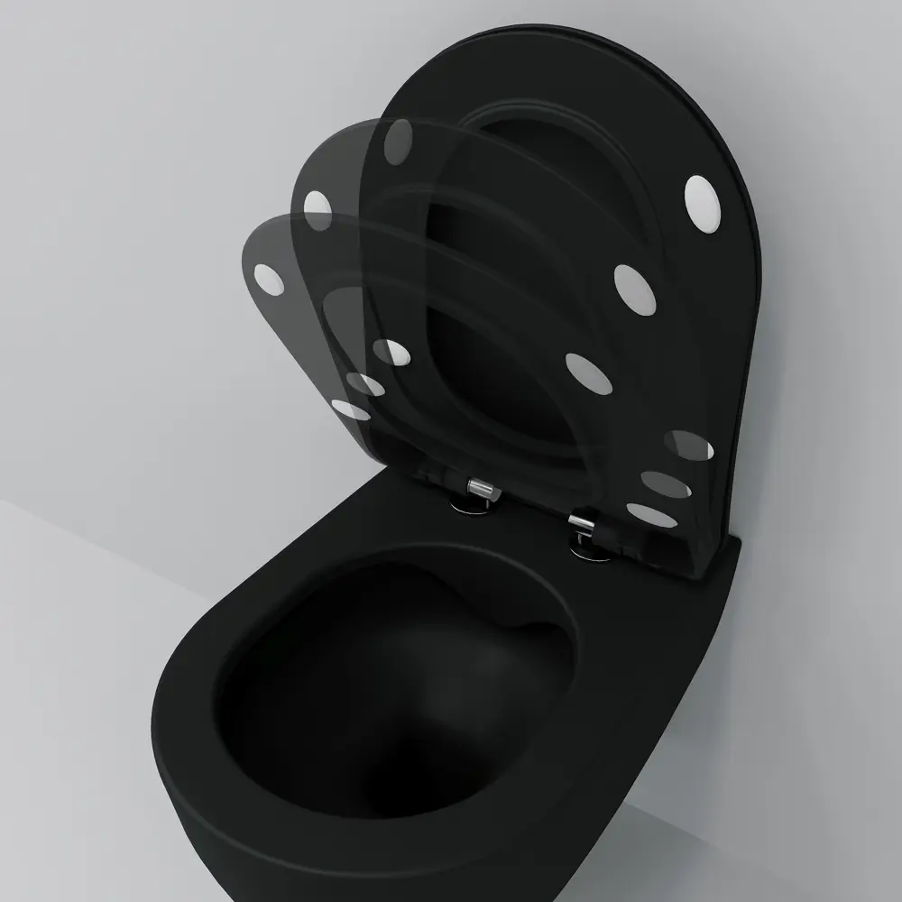 Фото 4 Унитаз подвесной Creavit Free FE322-11SM00E-0000 безободковый цвет черный Фото 4 Унитаз подвесной Creavit Free FE322-11SM00E-0000 безободковый цвет черный
