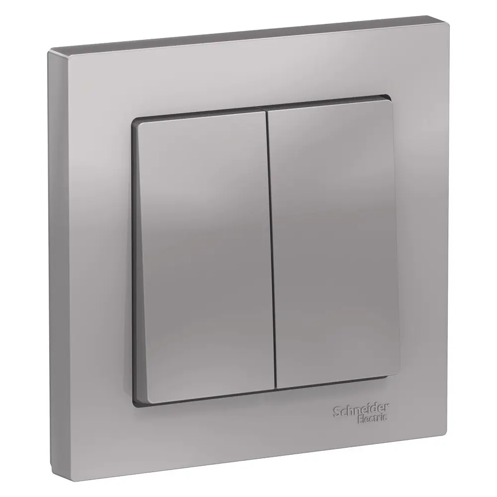 Фото Выключатель встраиваемый Systeme electric AtlasDesign ATN000352 2 клавиши цвет алюминий 1 шт