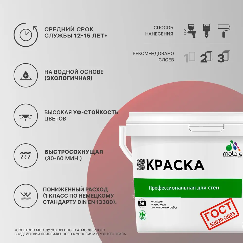Фото 2 Краска для стен Malare Professional без запаха матовая цвет васаби 1л Фото 2 Краска для стен Malare Professional без запаха матовая цвет васаби 1л