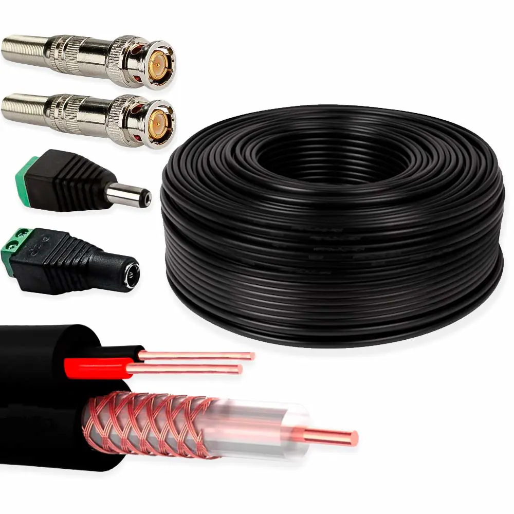 Фото Кабель Ps-Link КВК RG-59 + 2x0.75 100 м CU-2075K-100 с набором коннекторов