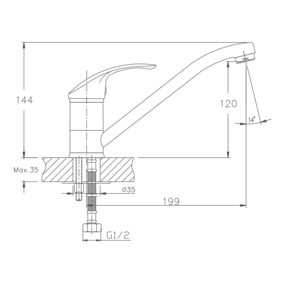 Фото 2 Смеситель для кухни Kevon KV87165 поворотный излив 12 см цвет хром