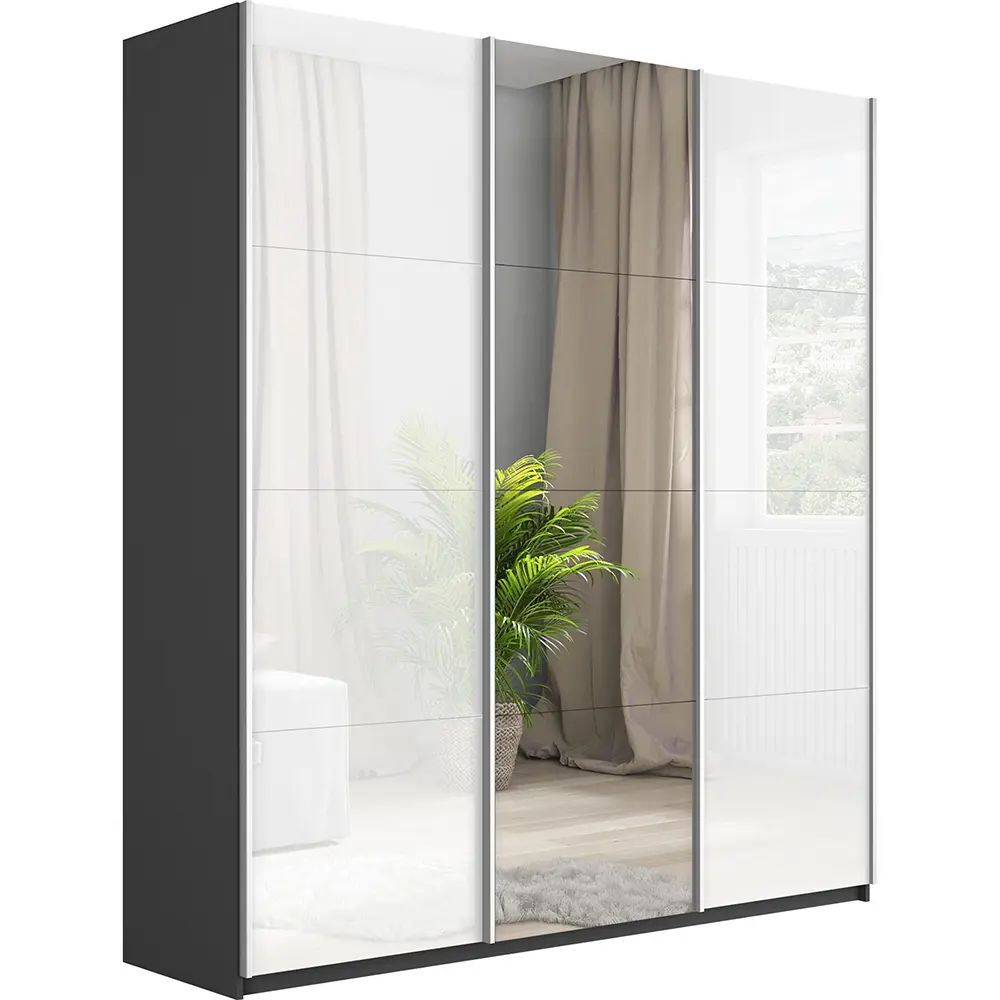 Фото 3 Шкаф-купе Мебельная компания е1 500301 230x180x57 см 10 полок ЛДСП цвет серый диамант Фото 3 Шкаф-купе Мебельная компания е1 500301 230x180x57 см 10 полок ЛДСП цвет серый диамант