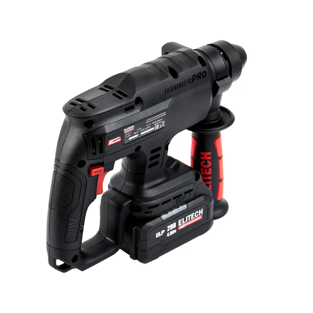 Фото 4 Перфоратор аккумуляторный бесщеточный SDS Plus Elitech HD HD CRH 2022SL, 20 Вт Li-Ion 1x4 Ач, 2.3 Дж Фото 4 Перфоратор аккумуляторный бесщеточный SDS Plus Elitech HD HD CRH 2022SL, 20 Вт Li-Ion 1x4 Ач, 2.3 Дж